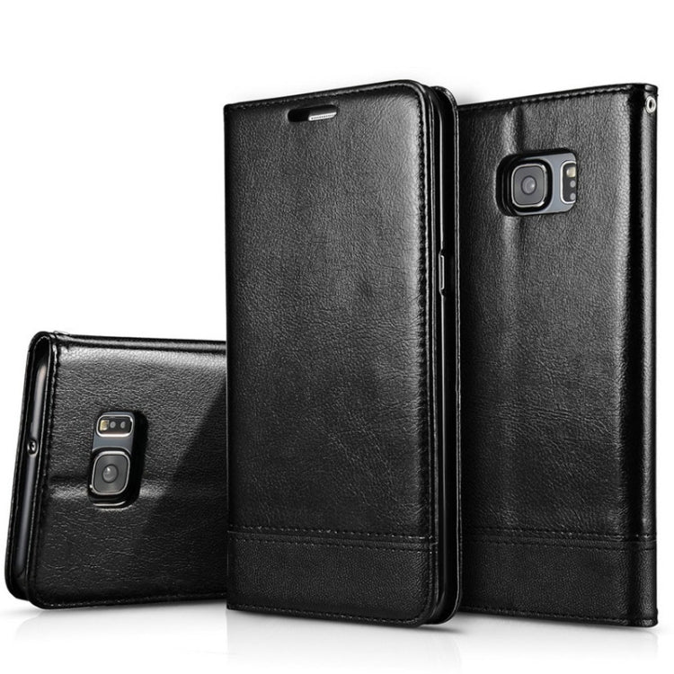 For Galaxy S7 Double-sided Absorption Splicing Horizontal Flip Leather Case with Holder & Card Slots & Lanyard