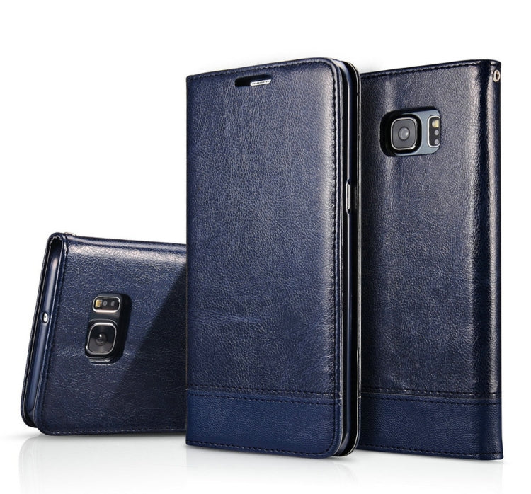 For Galaxy S7 Double-sided Absorption Splicing Horizontal Flip Leather Case with Holder & Card Slots & Lanyard