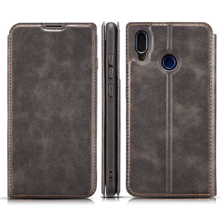 For Galaxy A10s Retro Simple Ultra-thin Magnetic Leather Case with Holder & Card Slots & Lanyard