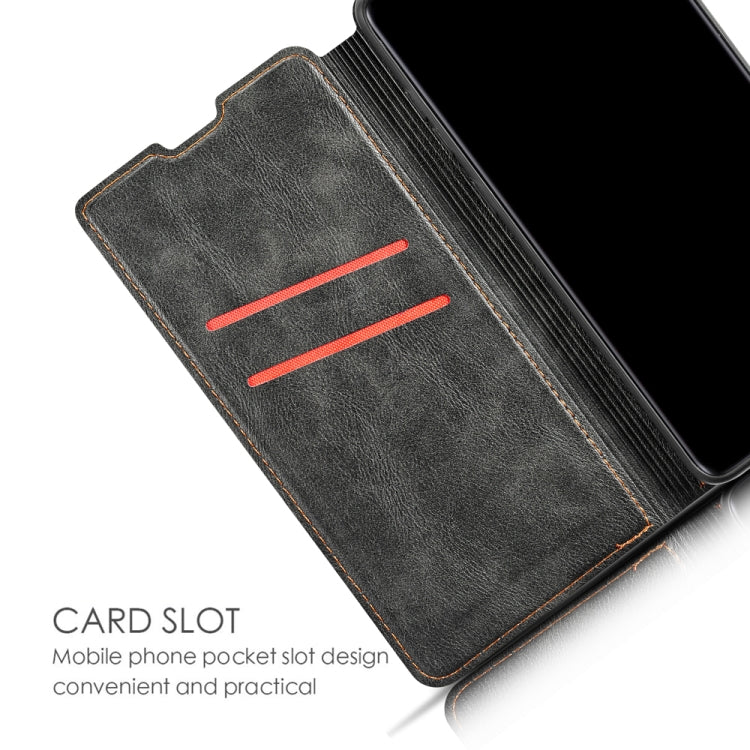 For Galaxy A10s Retro Simple Ultra-thin Magnetic Leather Case with Holder & Card Slots & Lanyard