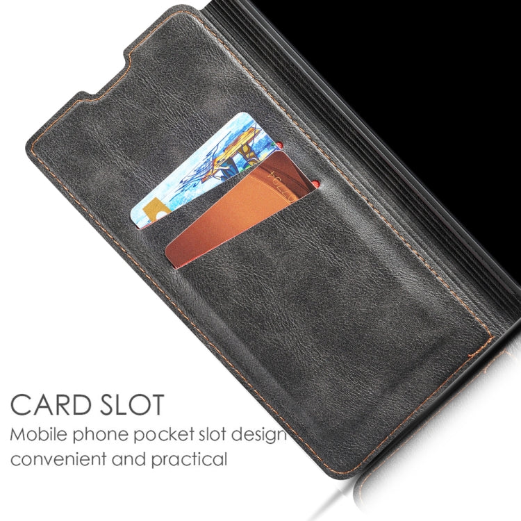 For Galaxy A10s Retro Simple Ultra-thin Magnetic Leather Case with Holder & Card Slots & Lanyard