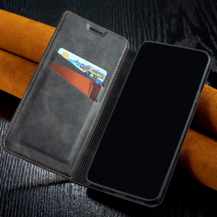 For Galaxy A10s Retro Simple Ultra-thin Magnetic Leather Case with Holder & Card Slots & Lanyard