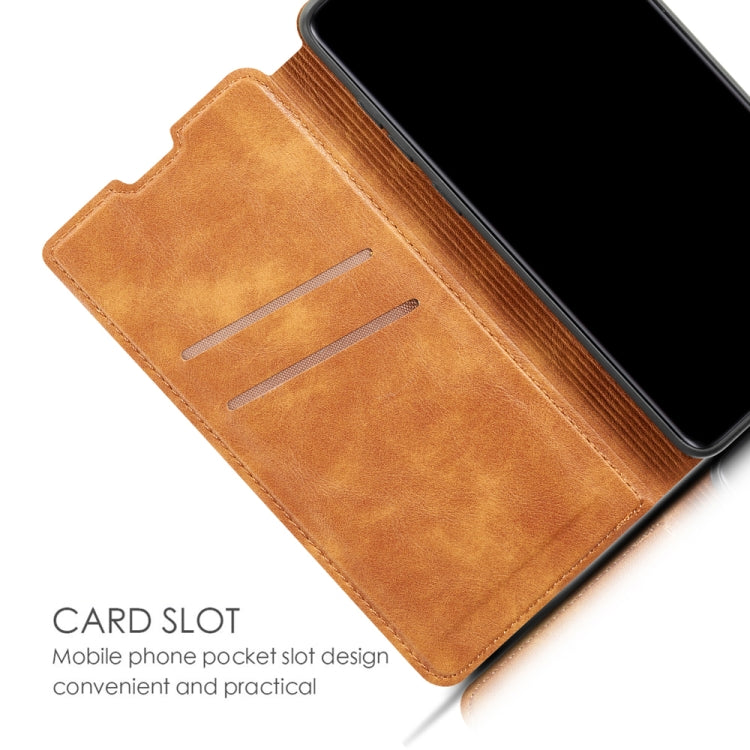 For Galaxy A10s Retro Simple Ultra-thin Magnetic Leather Case with Holder & Card Slots & Lanyard