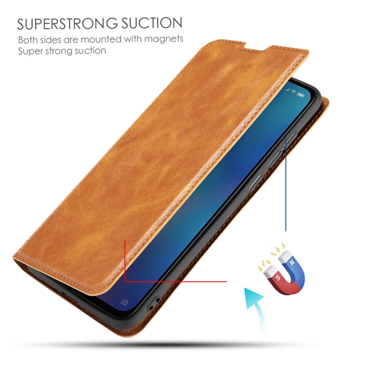 For Galaxy A10s Retro Simple Ultra-thin Magnetic Leather Case with Holder & Card Slots & Lanyard