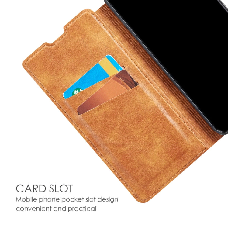 For Galaxy A10s Retro Simple Ultra-thin Magnetic Leather Case with Holder & Card Slots & Lanyard