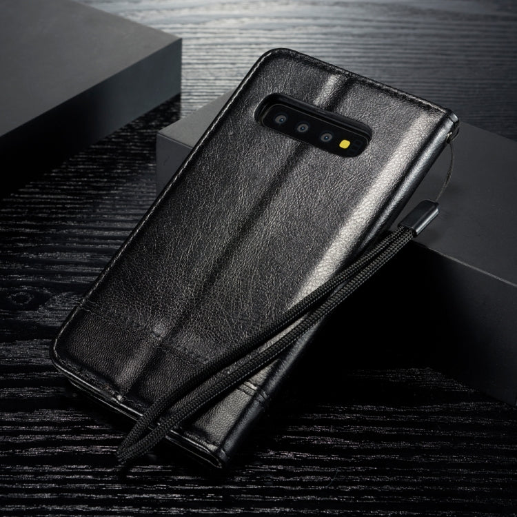 For Galaxy S10 Plus Double-sided Absorption Splicing Horizontal Flip Leather Case with Holder & Card Slots & Lanyard