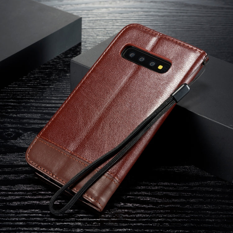 For Galaxy S10 Plus Double-sided Absorption Splicing Horizontal Flip Leather Case with Holder & Card Slots & Lanyard