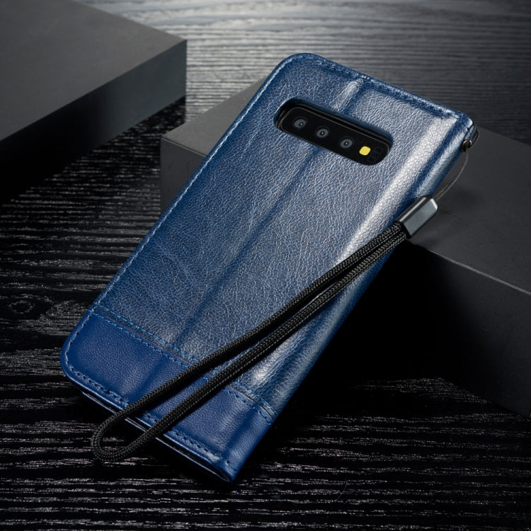 For Galaxy S10 Plus Double-sided Absorption Splicing Horizontal Flip Leather Case with Holder & Card Slots & Lanyard