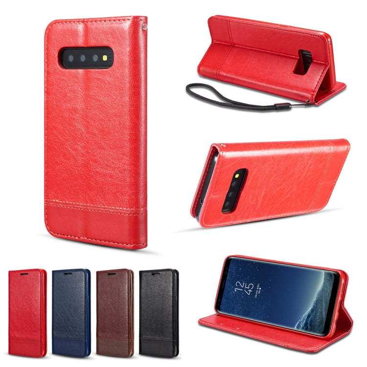 For Galaxy S10 Plus Double-sided Absorption Splicing Horizontal Flip Leather Case with Holder & Card Slots & Lanyard