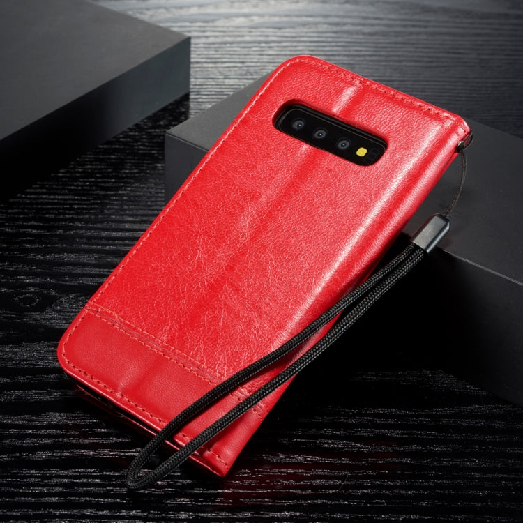 For Galaxy S10 Plus Double-sided Absorption Splicing Horizontal Flip Leather Case with Holder & Card Slots & Lanyard