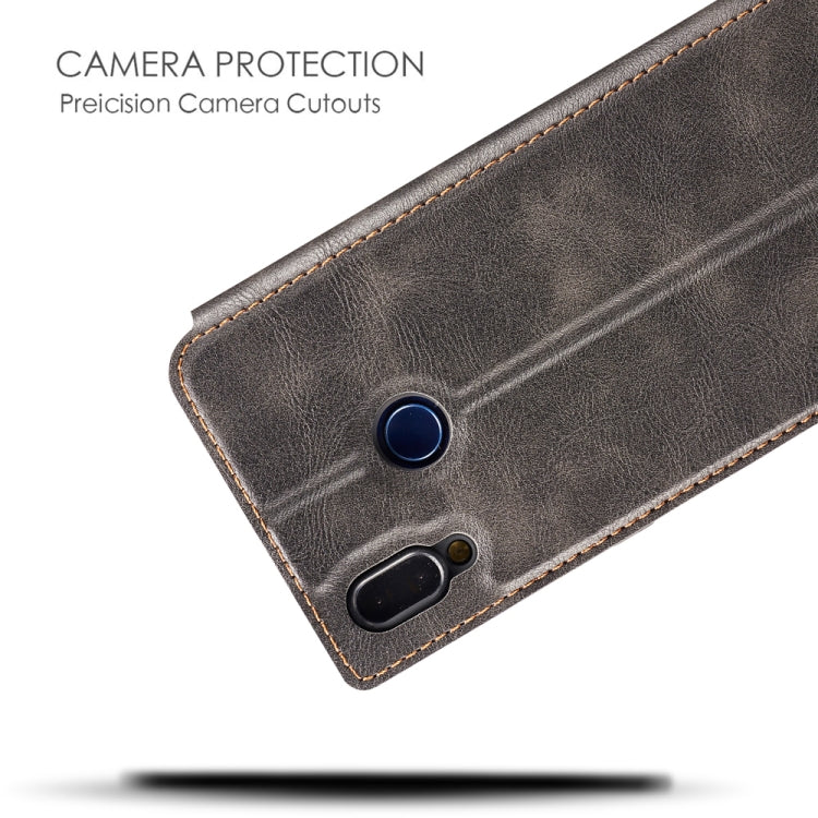 For Galaxy A20s Retro Simple Ultra-thin Magnetic Leather Case with Holder & Card Slots & Lanyard