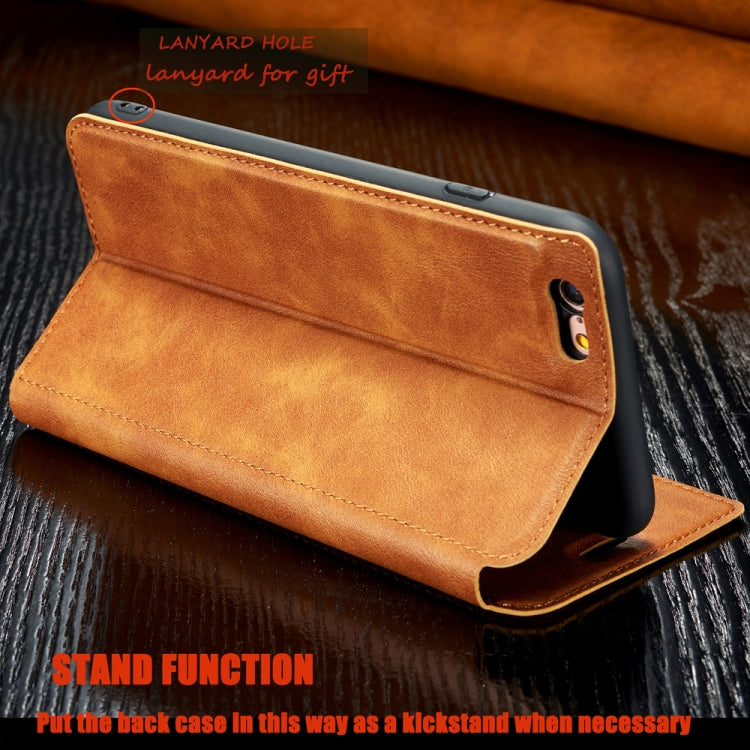 For iPhone SE 2022 / SE 2020 / 8 / 7  Retro Simple Ultra-thin Magnetic Leather Case with Holder & Card Slots & Lanyard