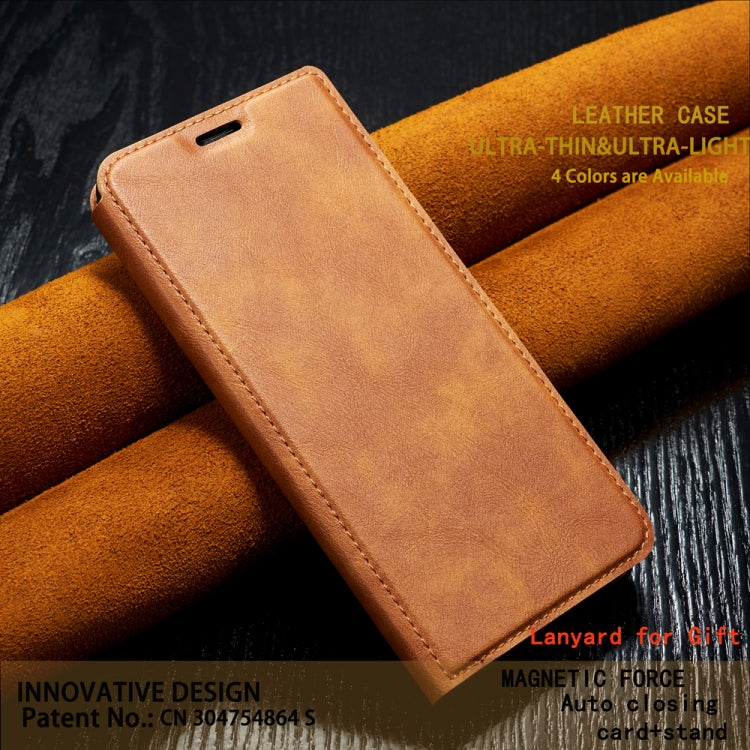 For iPhone SE 2022 / SE 2020 / 8 / 7  Retro Simple Ultra-thin Magnetic Leather Case with Holder & Card Slots & Lanyard