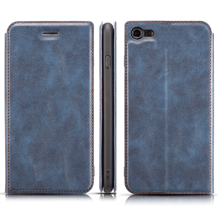 For iPhone SE 2022 / SE 2020 / 8 / 7  Retro Simple Ultra-thin Magnetic Leather Case with Holder & Card Slots & Lanyard