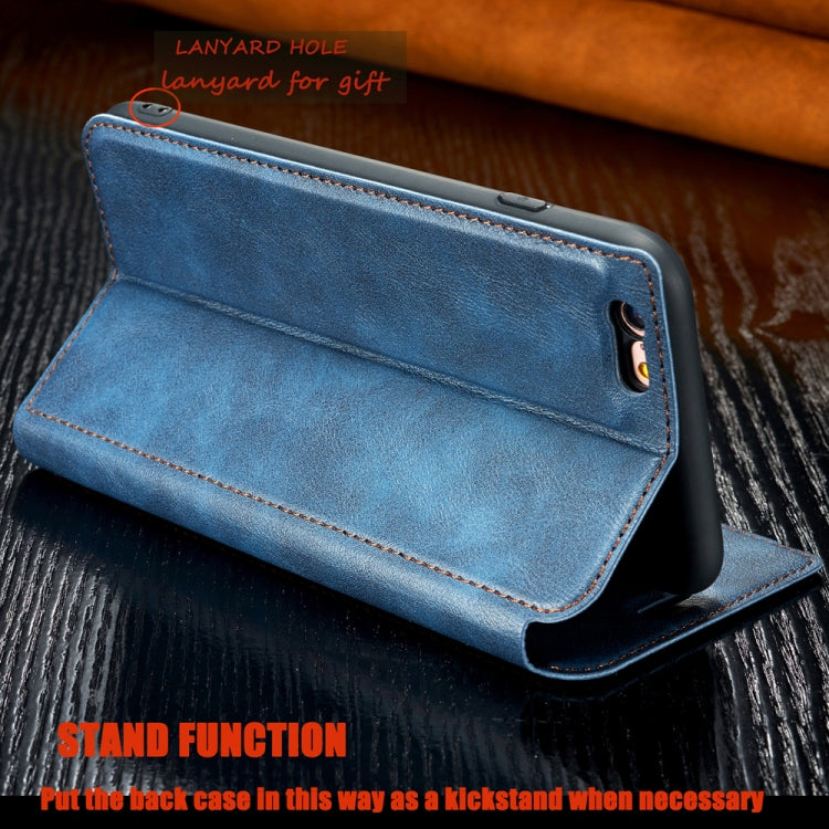 For iPhone SE 2022 / SE 2020 / 8 / 7  Retro Simple Ultra-thin Magnetic Leather Case with Holder & Card Slots & Lanyard