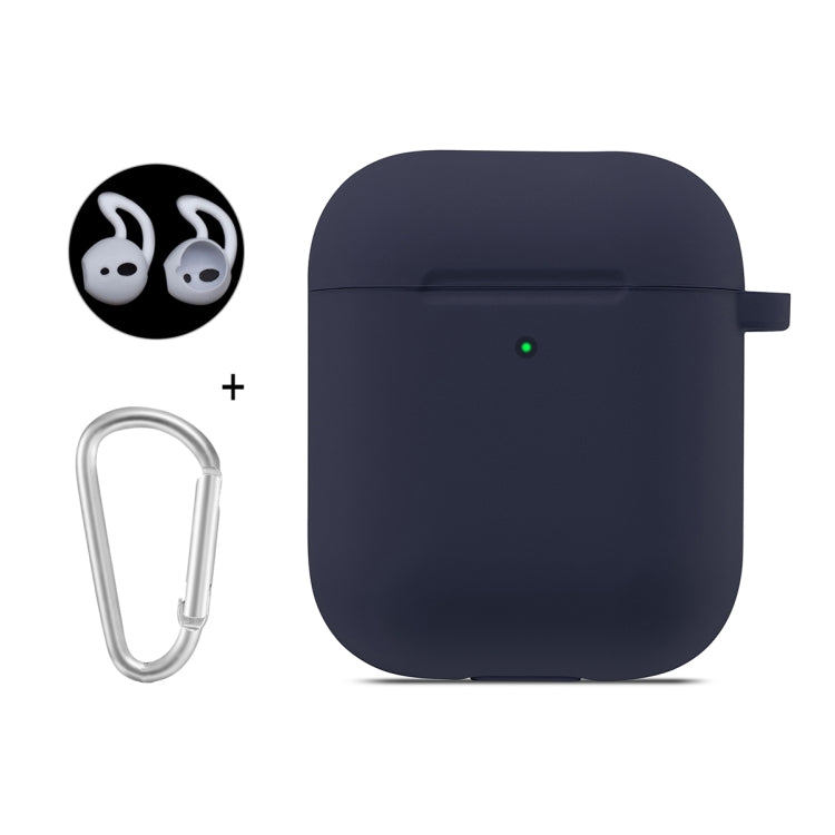 ENKAY Hat-Prince for Apple AirPods 1 / 2 Wireless Earphone Silicone Soft Protective Case with Carabiner and A Pair of Earplug
