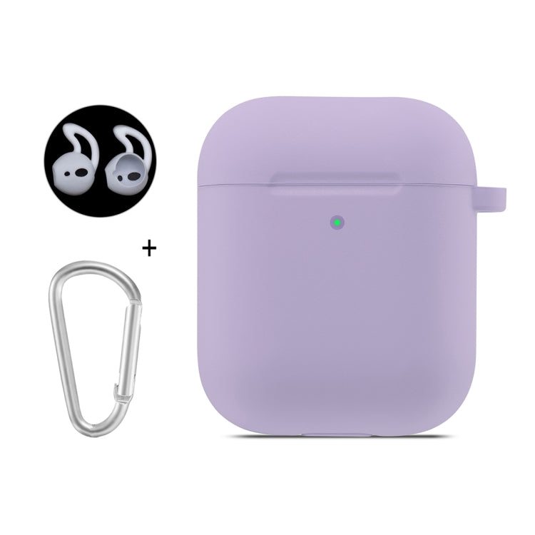 ENKAY Hat-Prince for Apple AirPods 1 / 2 Wireless Earphone Silicone Soft Protective Case with Carabiner and A Pair of Earplug