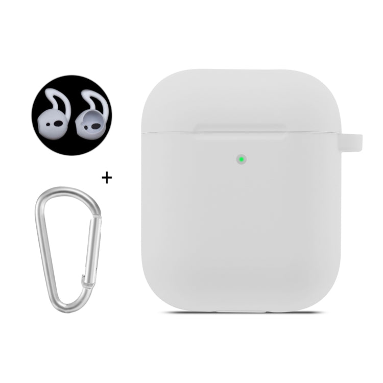 ENKAY Hat-Prince for Apple AirPods 1 / 2 Wireless Earphone Silicone Soft Protective Case with Carabiner and A Pair of Earplug