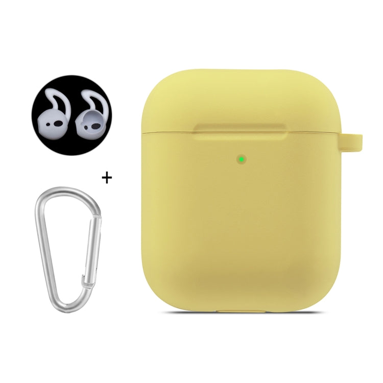 ENKAY Hat-Prince for Apple AirPods 1 / 2 Wireless Earphone Silicone Soft Protective Case with Carabiner and A Pair of Earplug