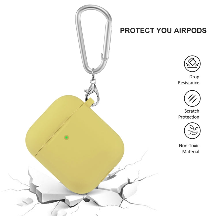 ENKAY Hat-Prince for Apple AirPods 1 / 2 Wireless Earphone Silicone Soft Protective Case with Carabiner and A Pair of Earplug
