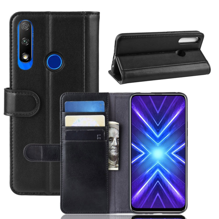 For Huawei Honor 9X Fingerprint Version Horizontal Flip Genuine Leather Case with Card Slots & Holder & Wallet