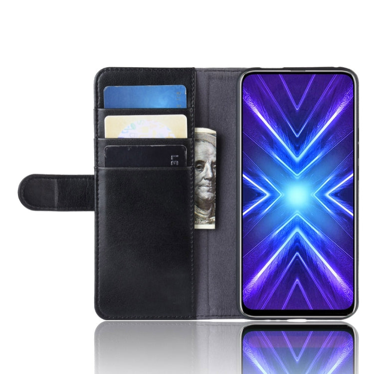 For Huawei Honor 9X Fingerprint Version Horizontal Flip Genuine Leather Case with Card Slots & Holder & Wallet