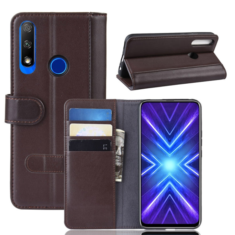 For Huawei Honor 9X Fingerprint Version Horizontal Flip Genuine Leather Case with Card Slots & Holder & Wallet