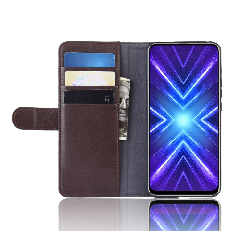 For Huawei Honor 9X Fingerprint Version Horizontal Flip Genuine Leather Case with Card Slots & Holder & Wallet