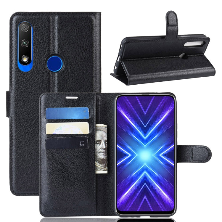 For Huawei Honor 9X Fingerprint Version Litchi Texture Horizontal Flip Leather Case with Wallet & Holder & Card Slots