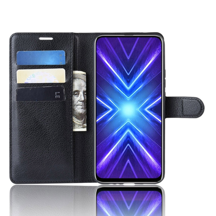For Huawei Honor 9X Fingerprint Version Litchi Texture Horizontal Flip Leather Case with Wallet & Holder & Card Slots