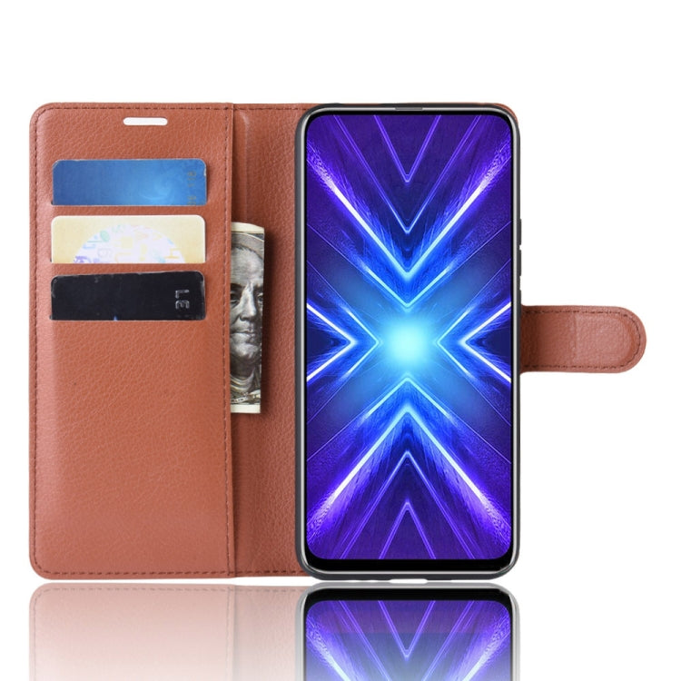 For Huawei Honor 9X Fingerprint Version Litchi Texture Horizontal Flip Leather Case with Wallet & Holder & Card Slots