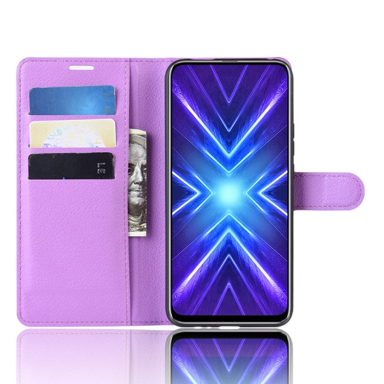 For Huawei Honor 9X Fingerprint Version Litchi Texture Horizontal Flip Leather Case with Wallet & Holder & Card Slots