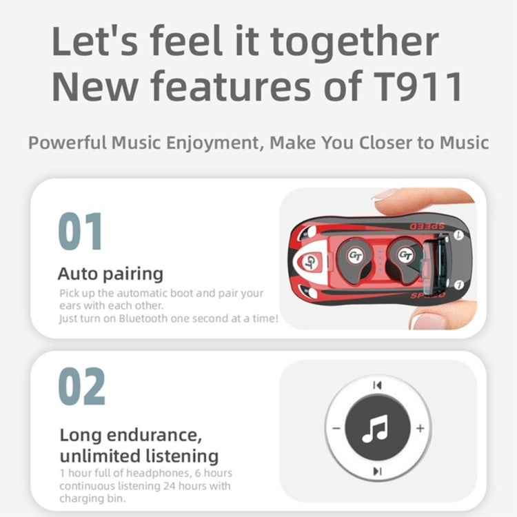 T911 TWS Wireless Bluetooth 5.0 Music Earphones In-ear Stereo   Earbuds Mini Headset With Charging Case