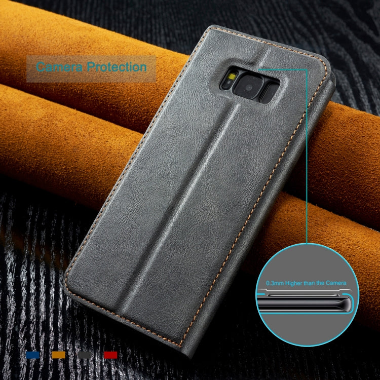 For Galaxy S8 Retro Simple Ultra-thin Magnetic Leather Case with Holder & Card Slots & Lanyard