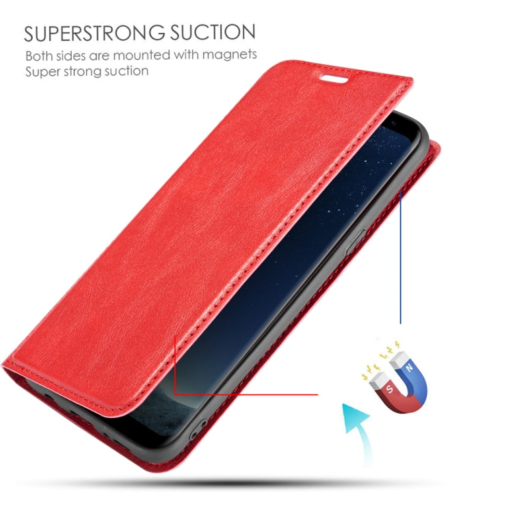 For Galaxy S8 Retro Simple Ultra-thin Magnetic Leather Case with Holder & Card Slots & Lanyard