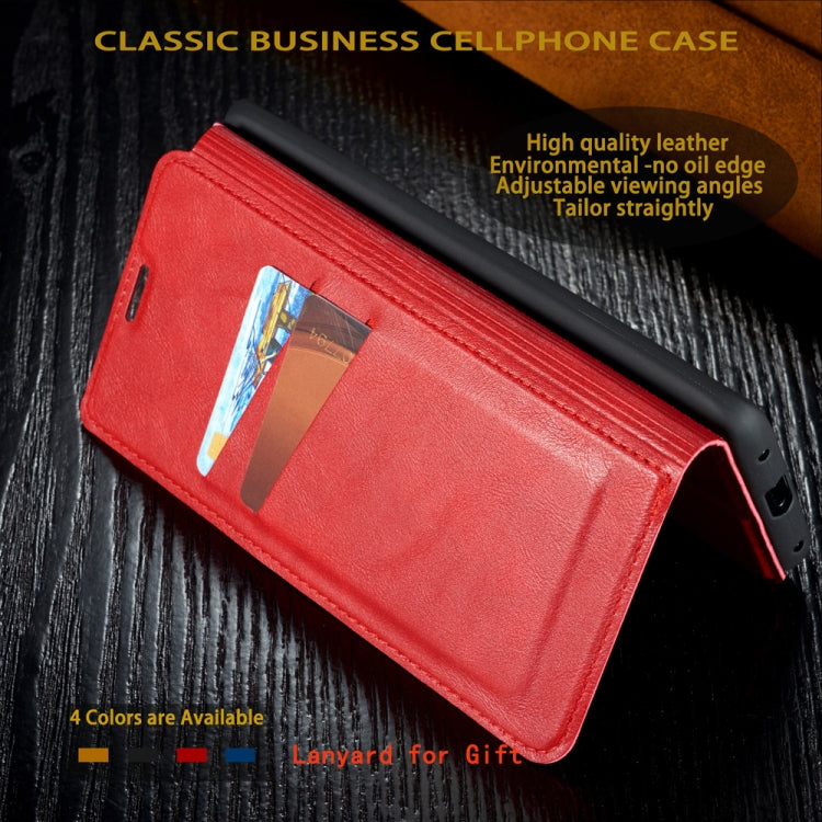 For Galaxy S8 Retro Simple Ultra-thin Magnetic Leather Case with Holder & Card Slots & Lanyard