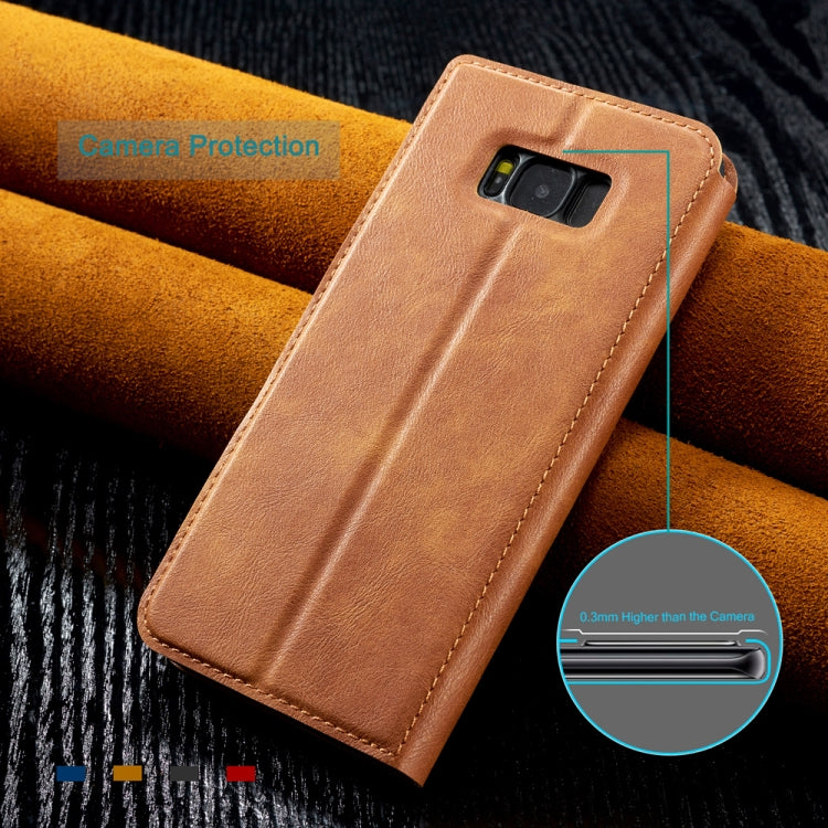 For Galaxy S8 Plus Retro Simple Ultra-thin Magnetic Leather Case with Holder & Card Slots & Lanyard