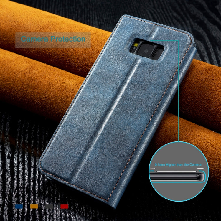 For Galaxy S8 Plus Retro Simple Ultra-thin Magnetic Leather Case with Holder & Card Slots & Lanyard