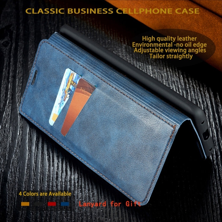 For Galaxy S8 Plus Retro Simple Ultra-thin Magnetic Leather Case with Holder & Card Slots & Lanyard