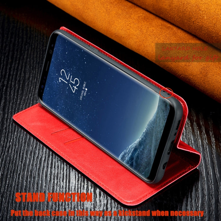 For Galaxy S8 Plus Retro Simple Ultra-thin Magnetic Leather Case with Holder & Card Slots & Lanyard