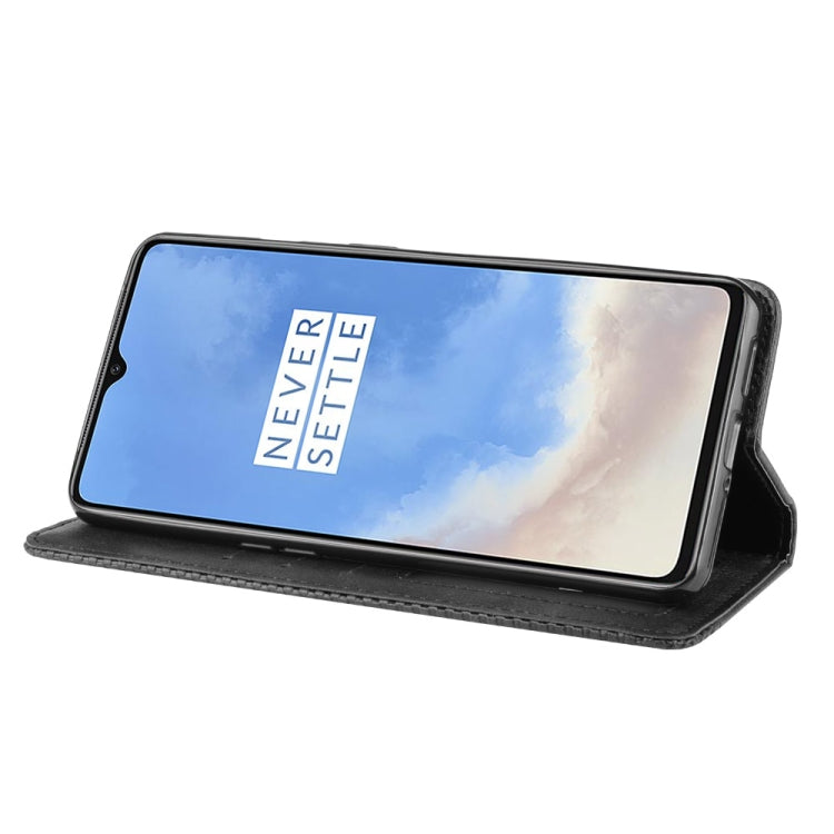 For OnePlus 7T Pro  Magnetic Buckle Retro Crazy Horse Texture Horizontal Flip Leather Case with Holder & Card Slots & Photo Frame