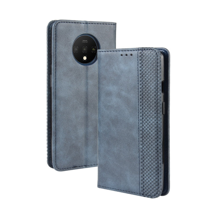 For OnePlus 7T Pro  Magnetic Buckle Retro Crazy Horse Texture Horizontal Flip Leather Case with Holder & Card Slots & Photo Frame