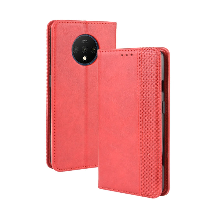 For OnePlus 7T Pro  Magnetic Buckle Retro Crazy Horse Texture Horizontal Flip Leather Case with Holder & Card Slots & Photo Frame