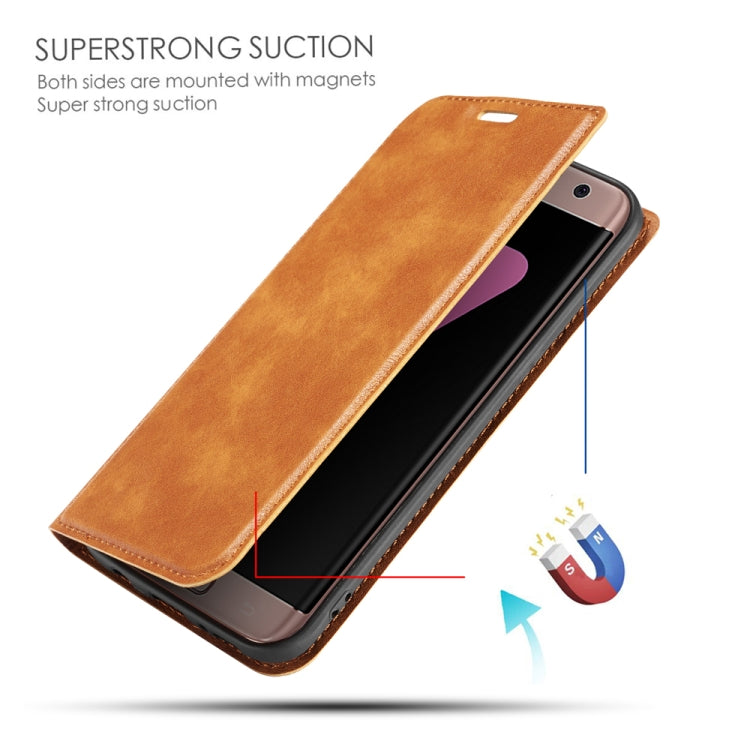 For Galaxy S7 Retro Simple Ultra-thin Magnetic Leather Case with Holder & Card Slots & Lanyard