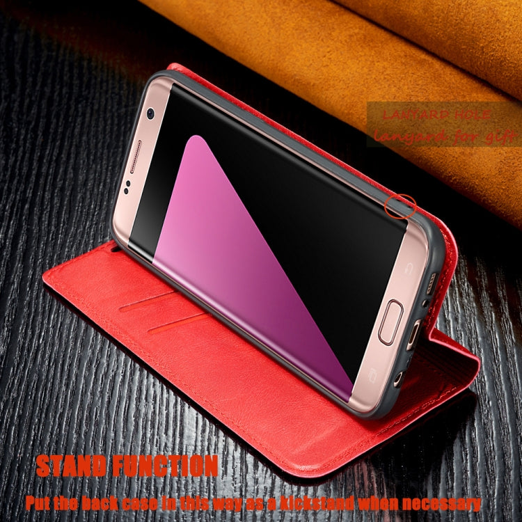 For Galaxy S7 Retro Simple Ultra-thin Magnetic Leather Case with Holder & Card Slots & Lanyard