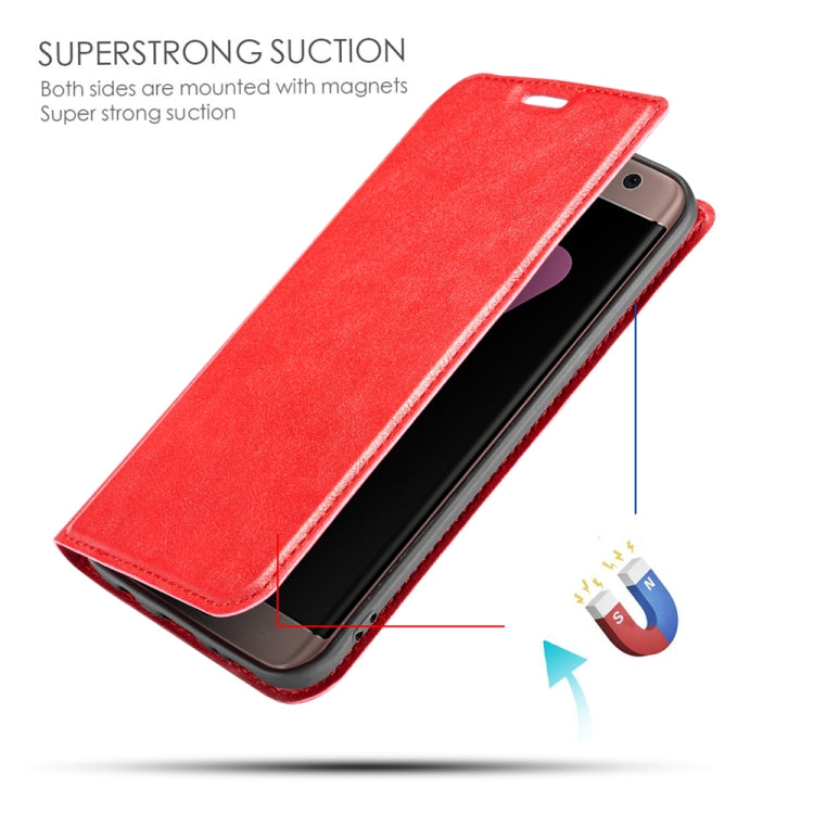 For Galaxy S7 Retro Simple Ultra-thin Magnetic Leather Case with Holder & Card Slots & Lanyard