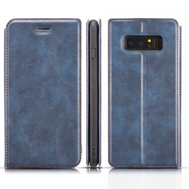 For Galaxy Note 8 Plus Retro Simple Ultra-thin Magnetic Leather Case with Holder & Card Slots & Lanyard