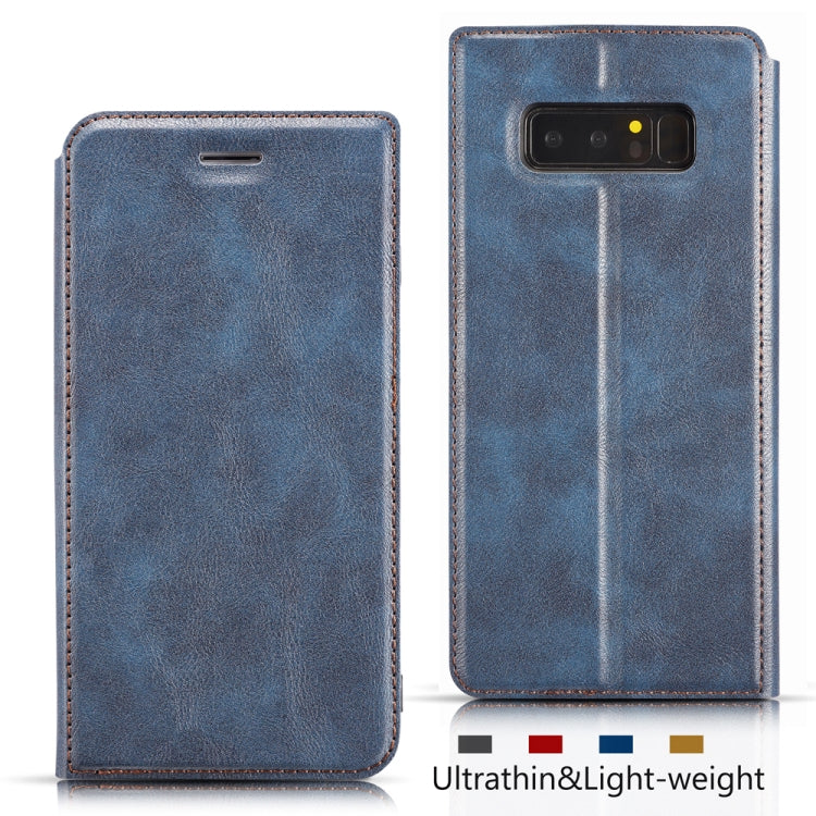 For Galaxy Note 8 Plus Retro Simple Ultra-thin Magnetic Leather Case with Holder & Card Slots & Lanyard