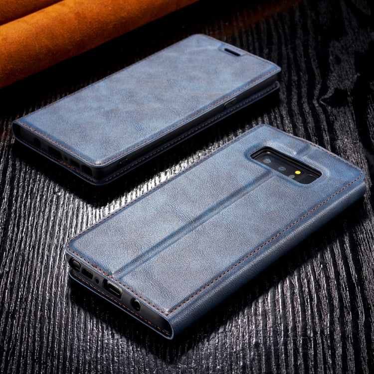 For Galaxy Note 8 Plus Retro Simple Ultra-thin Magnetic Leather Case with Holder & Card Slots & Lanyard