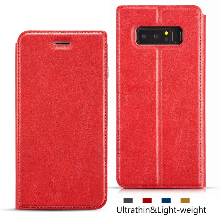 For Galaxy Note 8 Plus Retro Simple Ultra-thin Magnetic Leather Case with Holder & Card Slots & Lanyard